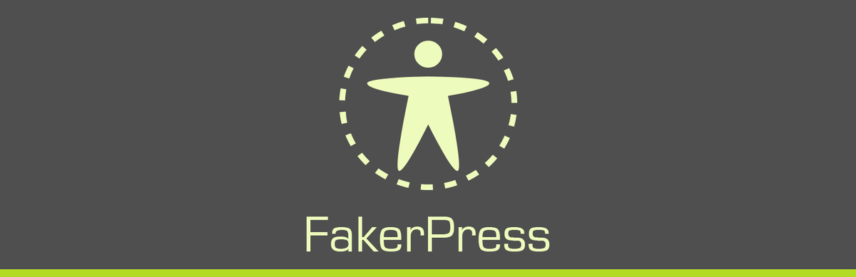FakerPress WordPress plugin banner showing the logo and tagline